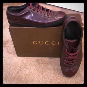 BURGUNDY GUCCI SNEAKERS MENS